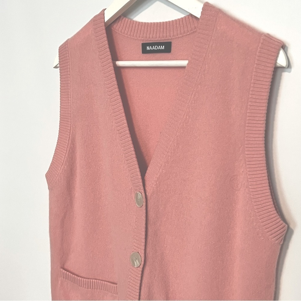 Naadam 100% Cashmere Pink Button Front Sweater Vest Small - Picture 8 of 13
